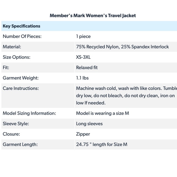 NWT Member's Mark Black Women's Travel Jacket (Size S) - Picture 7 of 7